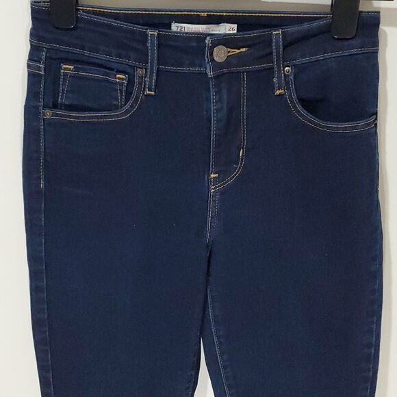 Levi's 721 high rise dark wash skinny jeans - Picture 2 of 8